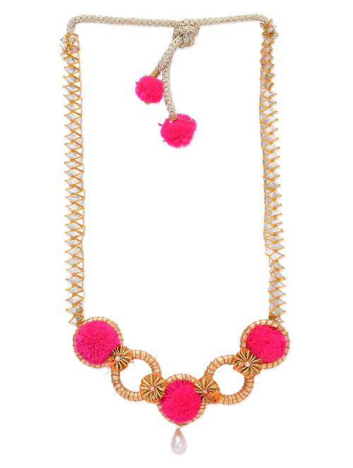 gota and pink pom pom necklace - 13161389 - Very Small Image - 1
