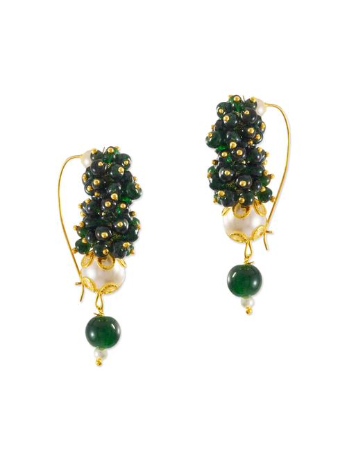 green brass drop earrings - 13162082 - Very Small Image - 1