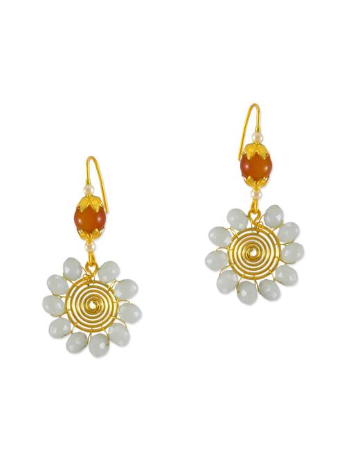 orange brass drop earrings - 13162098 - Very Small Image - 1