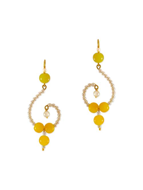 yellow brass drop earrings - 13162103 - Very Small Image - 1
