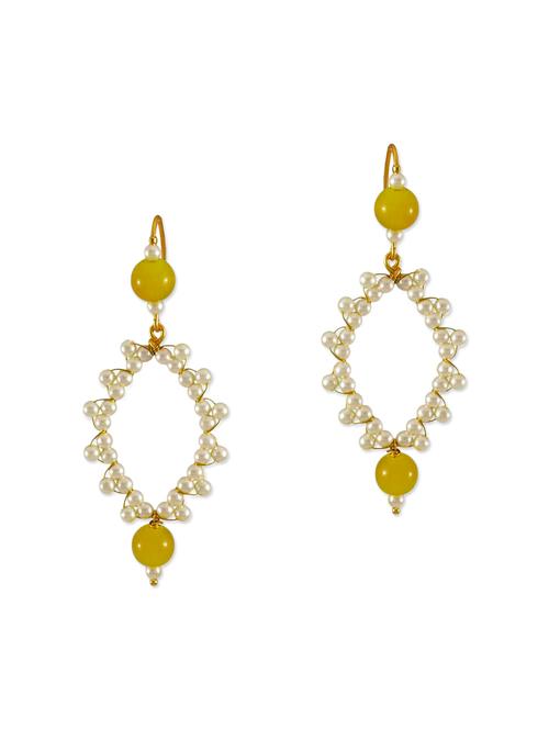 yellow brass drop earrings - 13162111 - Very Small Image - 1