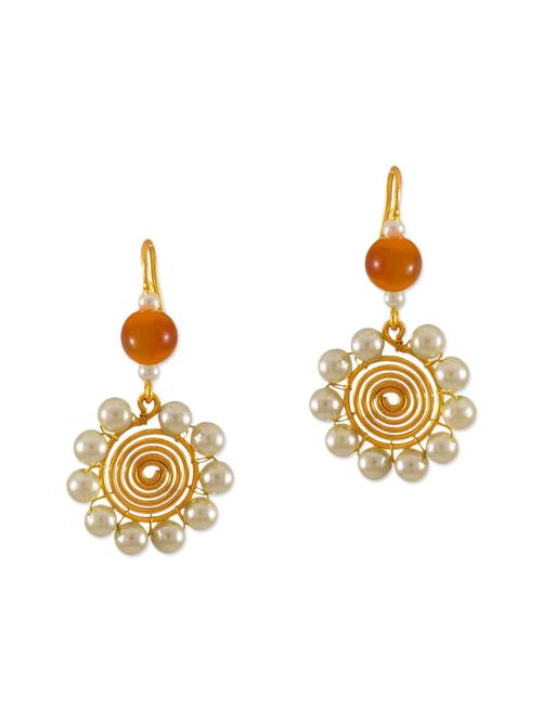 orange brass drop earrings - 13162116 - Very Small Image - 1
