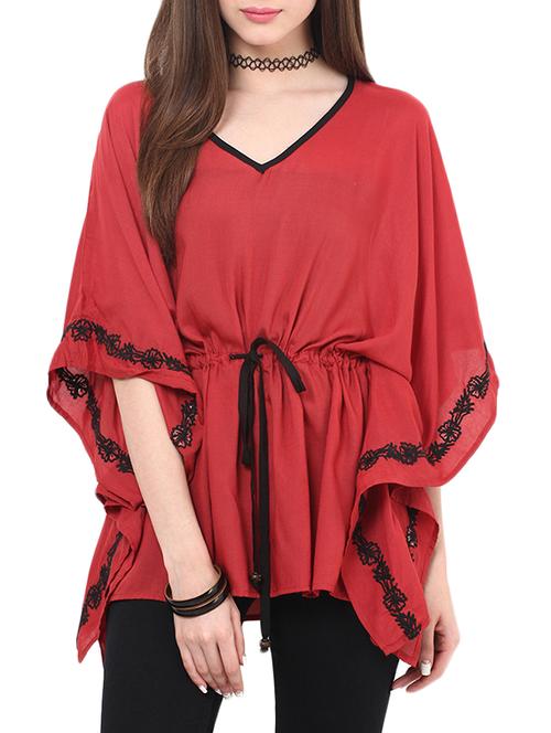 red viscose kaftan - 13162613 - Very Small Image - 1
