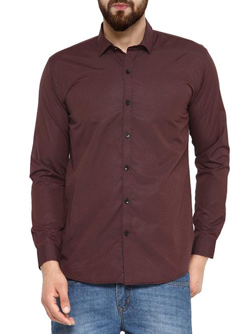 red cotton blend printed casual shirt - 13162686 - Very Small Image - 1