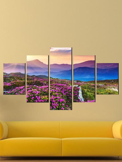 Poster (flowers-and-purple-colored-rocks,Wall Covering Area 48 x 23 Inch) - 13164899 - Very Small Image - 1