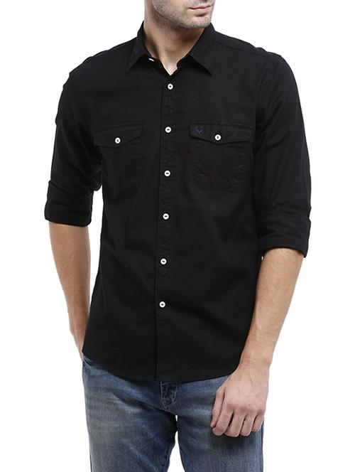 black cotton casual shirt - 13166182 - Very Small Image - 1
