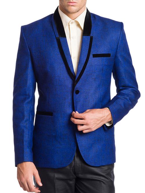 blue linen formal blazer - 13168605 - Very Small Image - 1