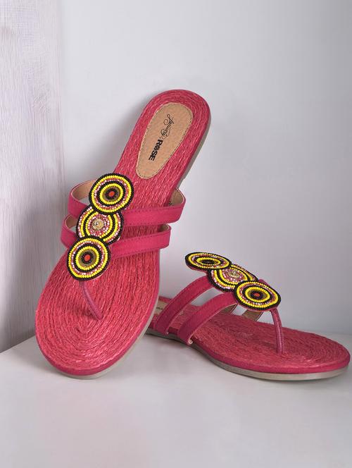 coral beaded and braided slides - 1317043 - Very Small Image - 1