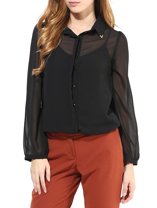 black poly georgette shirt - 1317219 - Very Small Image - 1