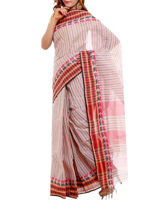 multicolored cotton handloom saree - 13172395 - Very Small Image - 1