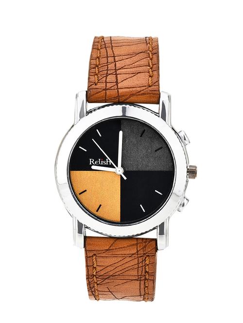 re-l001t round analog dial leather strap watch - 13174478 - Very Small Image - 1