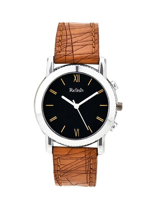 re-l006t round analog dial leather strap watch - 13175209 - Very Small Image - 1