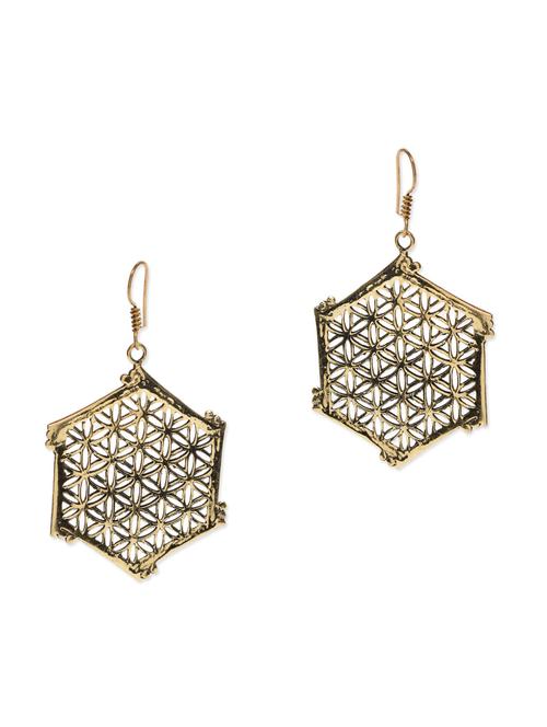 gold floral metallic earrings - 1317709 - Very Small Image - 1