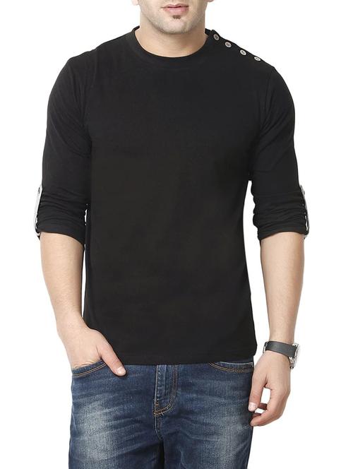solid black cotton t-shirt - 13177468 - Very Small Image - 1