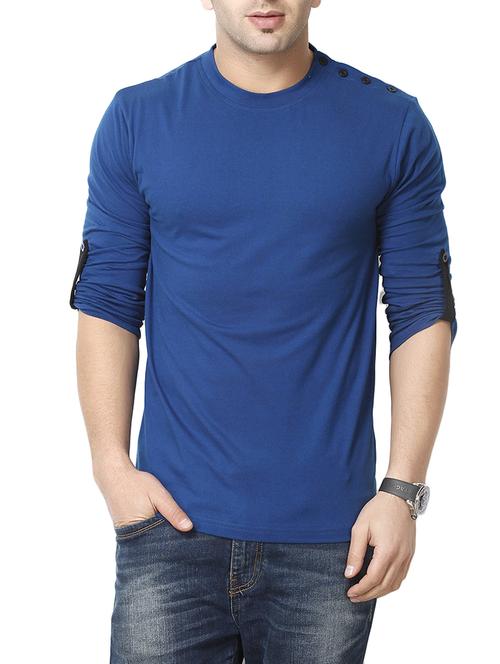 solid blue cotton t-shirt - 13177470 - Very Small Image - 1