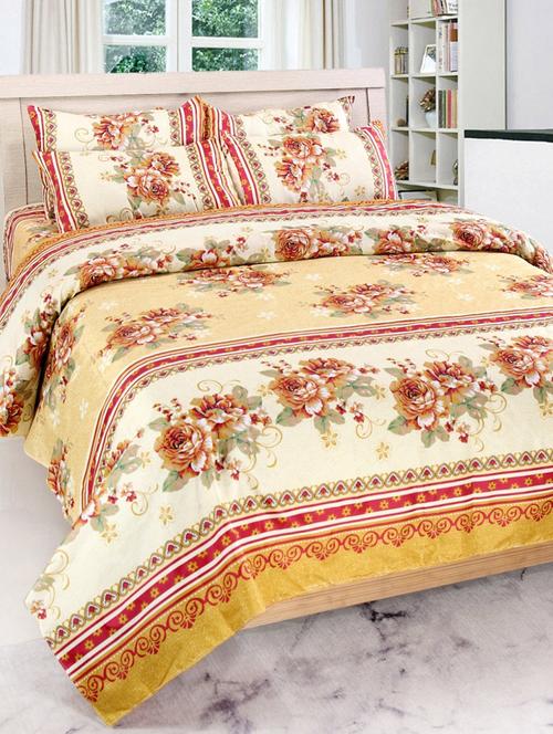 furhome floral print double bed sheet with 2 pillow covers - 13178721 - Very Small Image - 1