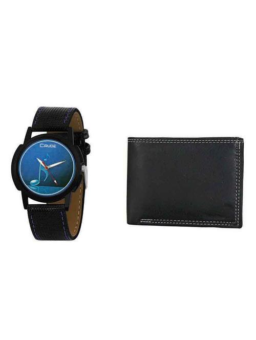 crude analog  watch-rg673 with black leather wallet - 13179441 - Very Small Image - 1