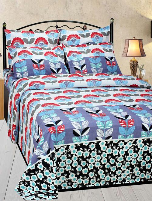 cotton floral  double bedsheet with two pillow cover - 13180354 - Very Small Image - 1