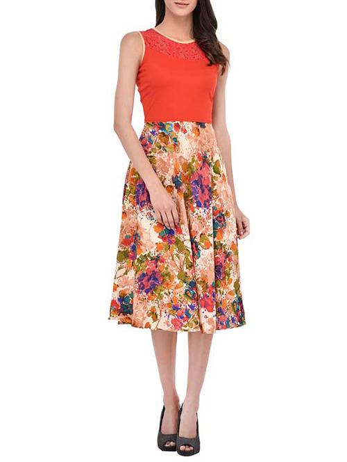 multicolored floral printed crepe dress - 13183311 - Very Small Image - 1
