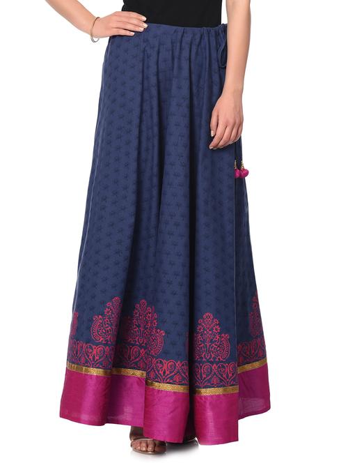 Blue cotton flared skirt - 13185635 - Very Small Image - 1