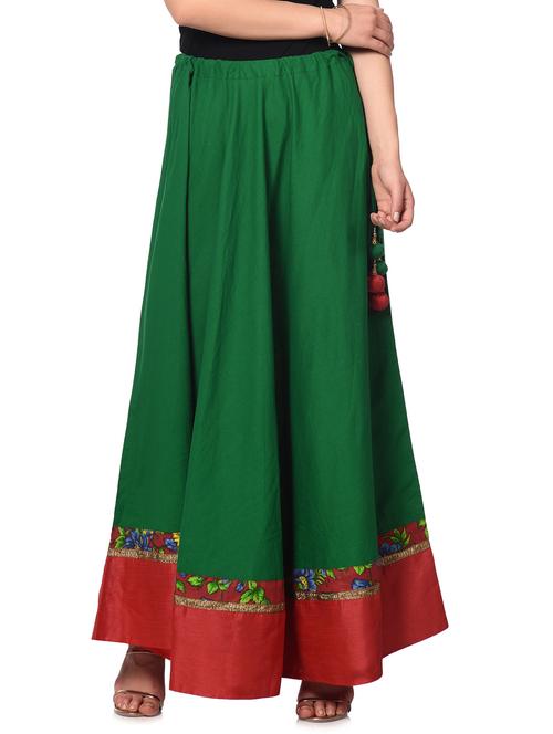 Green cotton flared skirt - 13185637 - Very Small Image - 1