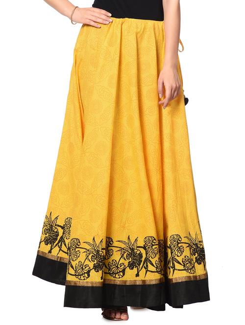 yellow cotton flared skirt - 13185641 - Very Small Image - 1
