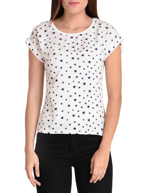 white printed poly crepe top - 13185906 - Very Small Image - 1