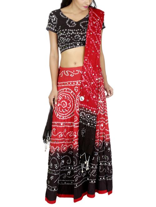 black cotton aline lehenga - 13187079 - Very Small Image - 1