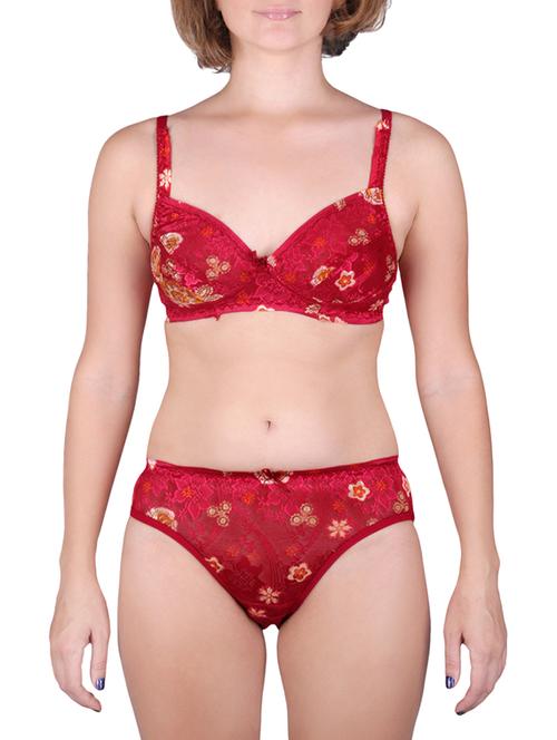 Red Lace Regular Bra - 13192673 - Very Small Image - 1