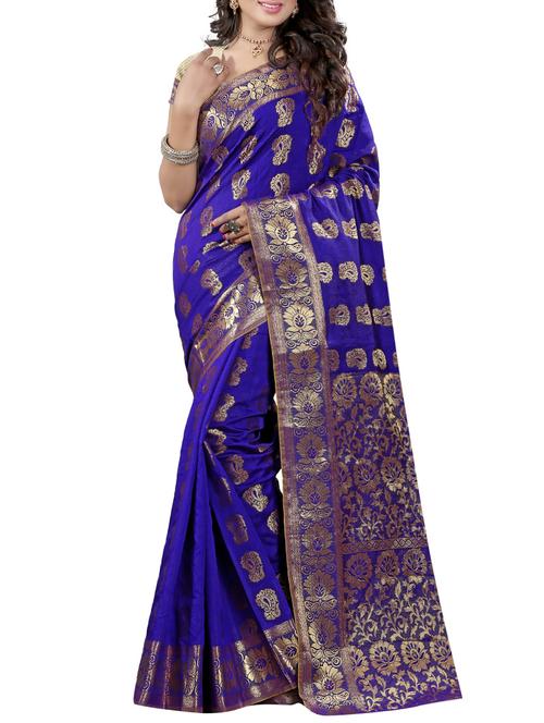 blue silk saree with blouse - 13193099 - Very Small Image - 1