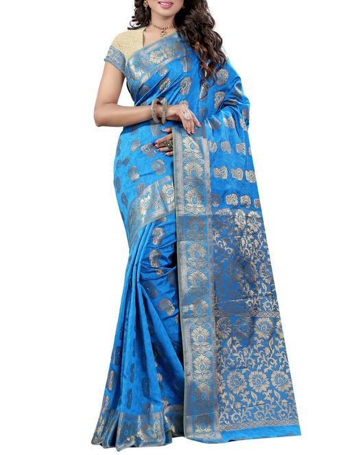 blue silk saree with blouse - 13193100 - Very Small Image - 1