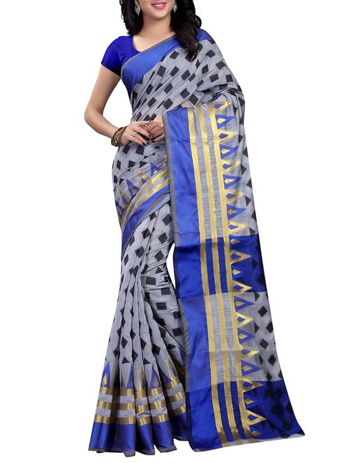 grey silk saree with blouse - 13193196 - Very Small Image - 1