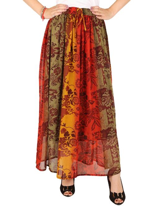 multicolored georgette maxi skirt - 13194442 - Very Small Image - 1