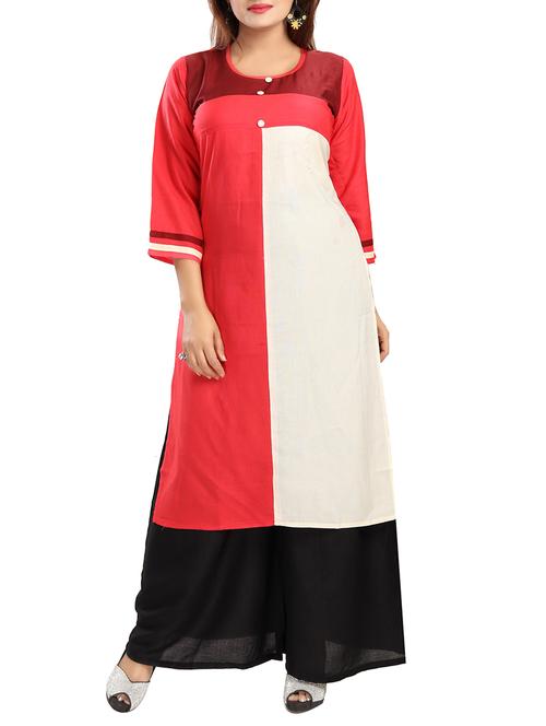 pink cotton straight kurta - 13196489 - Very Small Image - 1