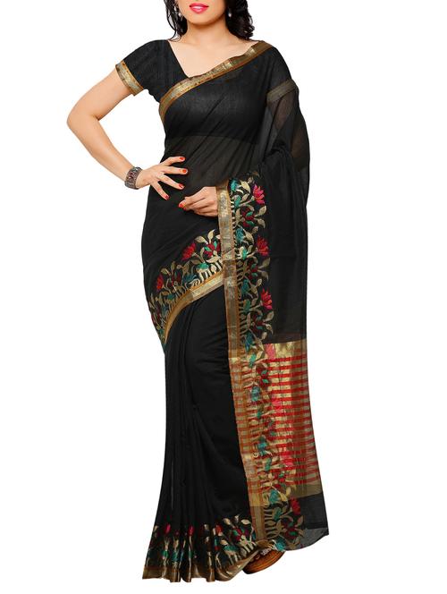 zari bordered saree with blouse - 13197462 - Very Small Image - 1