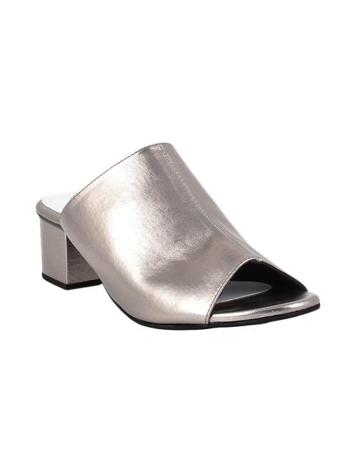 silver pu slip on sandals - 13200687 - Very Small Image - 1