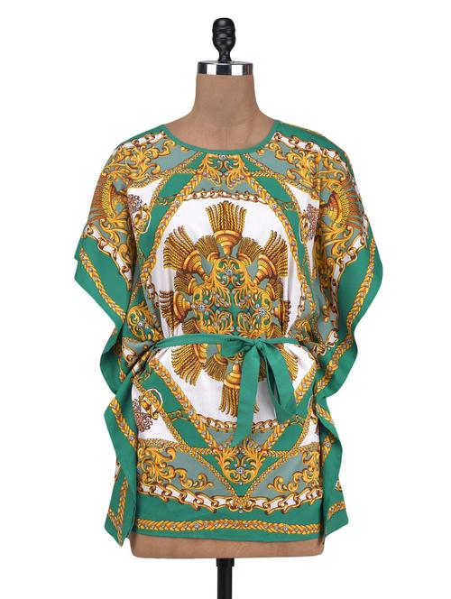 multicolored poly crepe printed kaftan - 1320275 - Very Small Image - 1