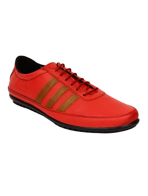 red leatherette lace up sneaker - 13205482 - Very Small Image - 1