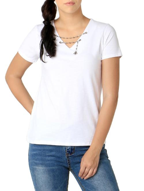 white cotton regular tshirt - 13205611 - Very Small Image - 1