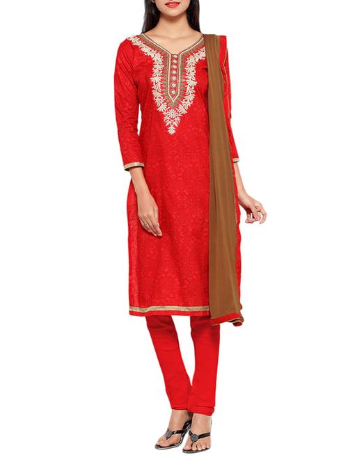 embroidered unstitched churidaar suit - 13206195 - Very Small Image - 1
