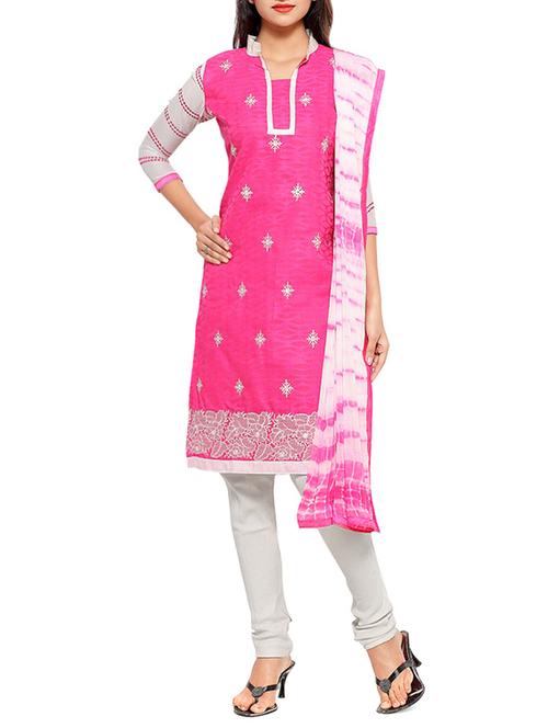 embroidered unstitched churidaar suit - 13206222 - Very Small Image - 1