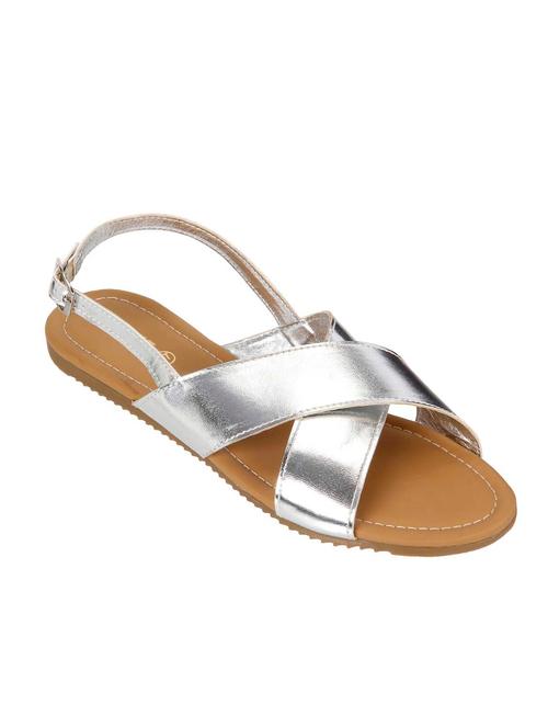 silver leatherette criss-cross sandals - 13207787 - Very Small Image - 1