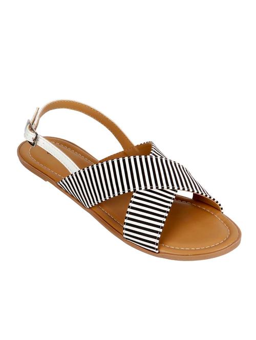 black and white leatherette criss-cross sandals - 13207790 - Very Small Image - 1