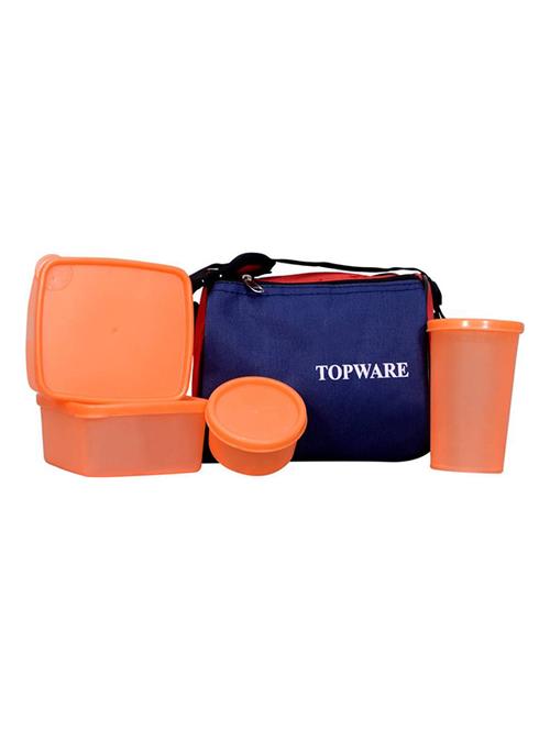 top orange 4 containers lunch box - 13210138 - Very Small Image - 1