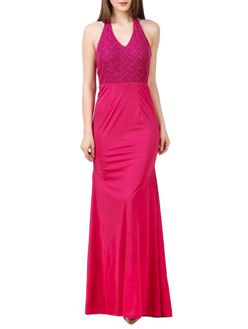 solid pink backless gown - 13210312 - Very Small Image - 1
