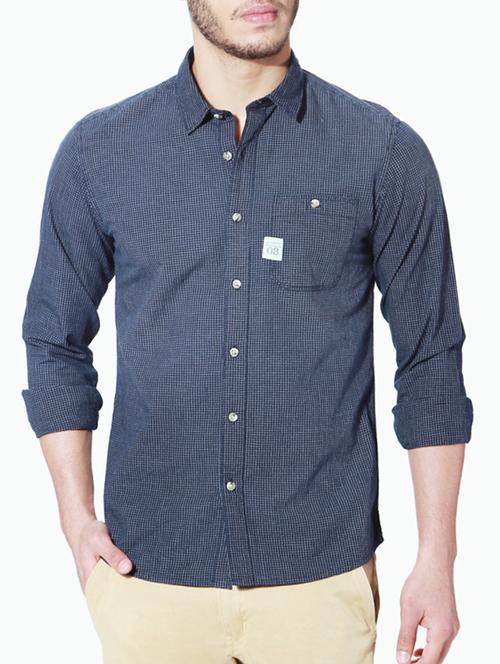 navy blue cotton casual shirt - 13212956 - Very Small Image - 1