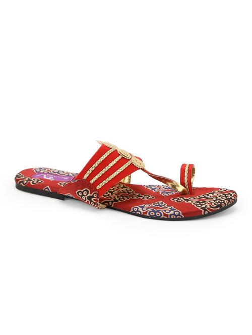 red braided trim kolhapuris - 13215872 - Very Small Image - 1