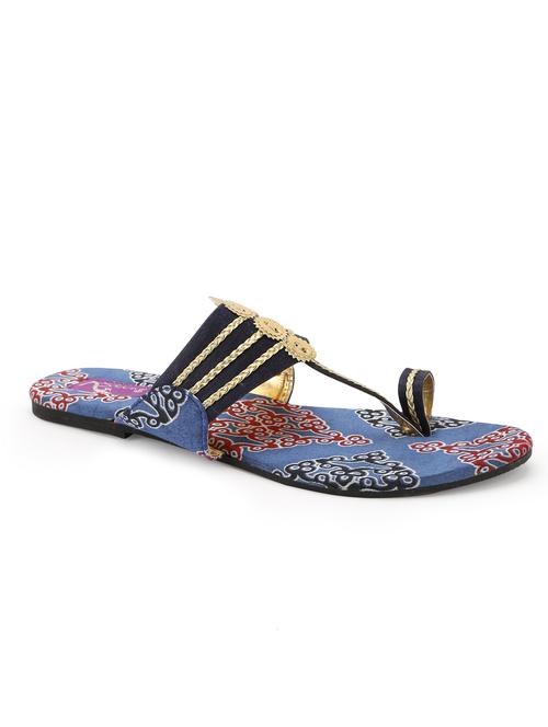 blue braided trim kolhapuris - 13215873 - Very Small Image - 1