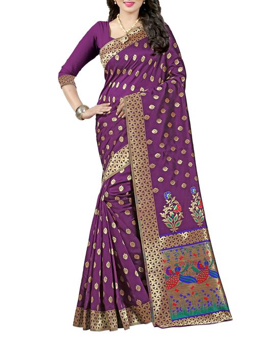 purple paithani saree with blouse - 13228952 - Very Small Image - 1