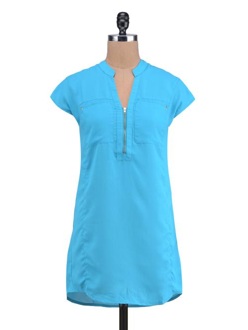 solid turquoise short-sleeved tunic - 1323065 - Very Small Image - 1
